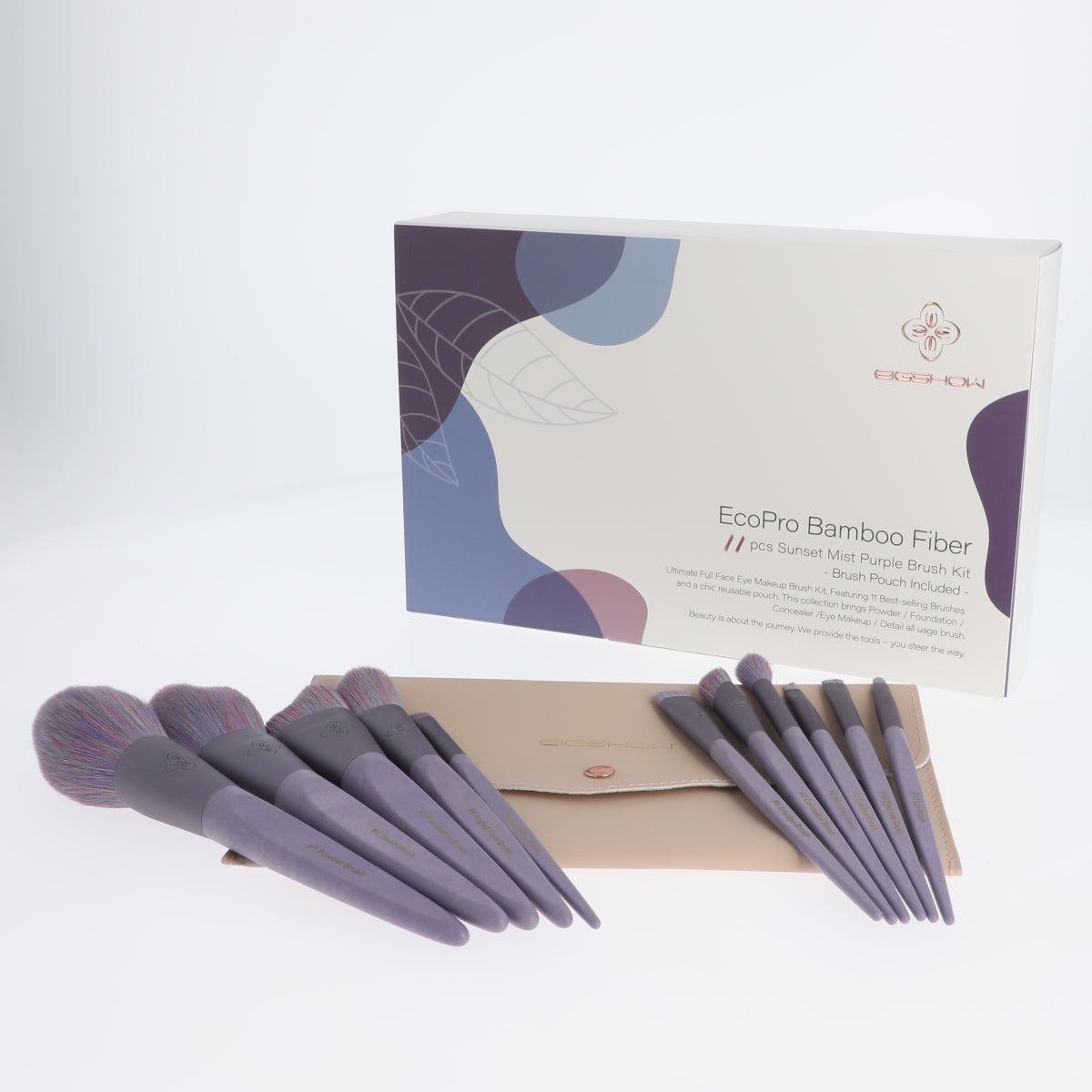 EcoPro Bamboo Fiber Sunset Mist Purple Brush Kit 11 Pcs 3