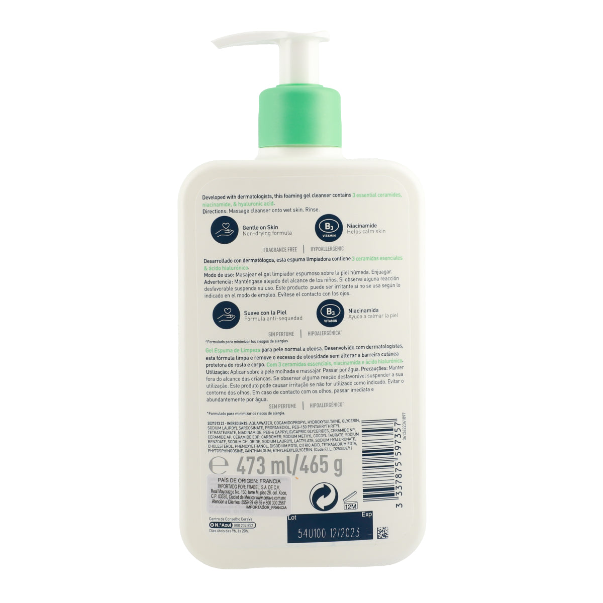 Gel Limpiador Espumoso  / CeraVe 473 ml 2