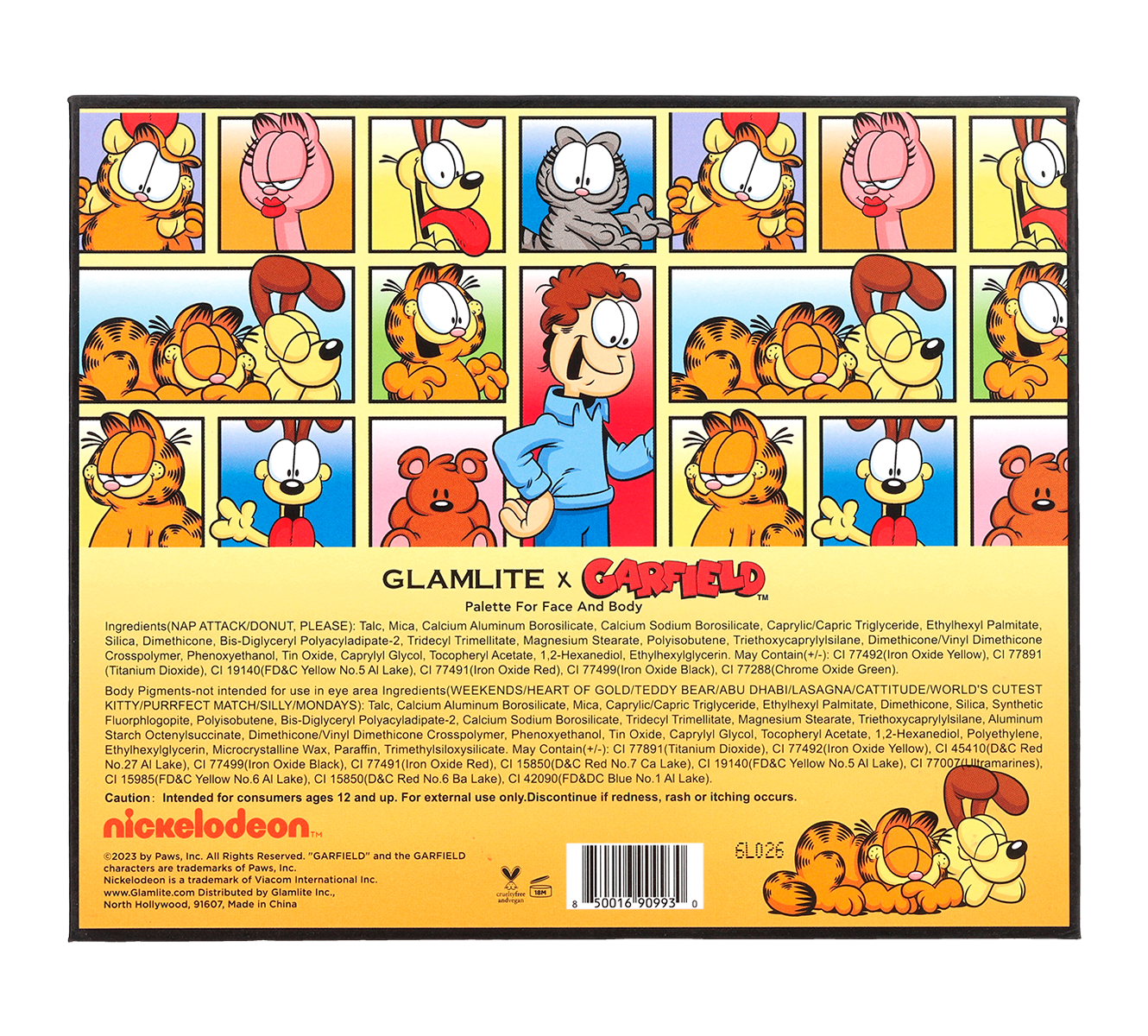 Garfield x Glamlite 12 Shadow Palette 3