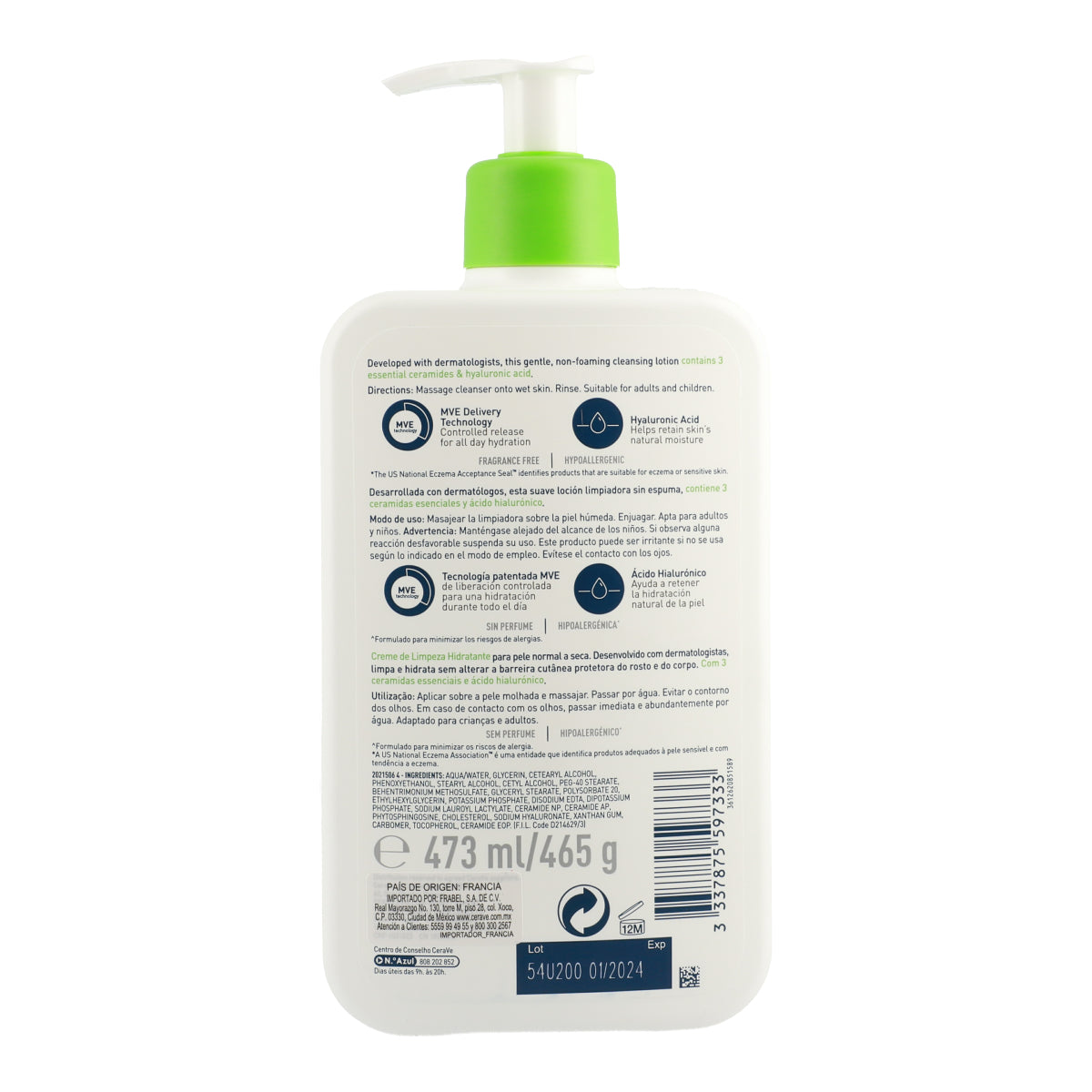 Limpiadora hidratante  / CeraVe 473 ml 2