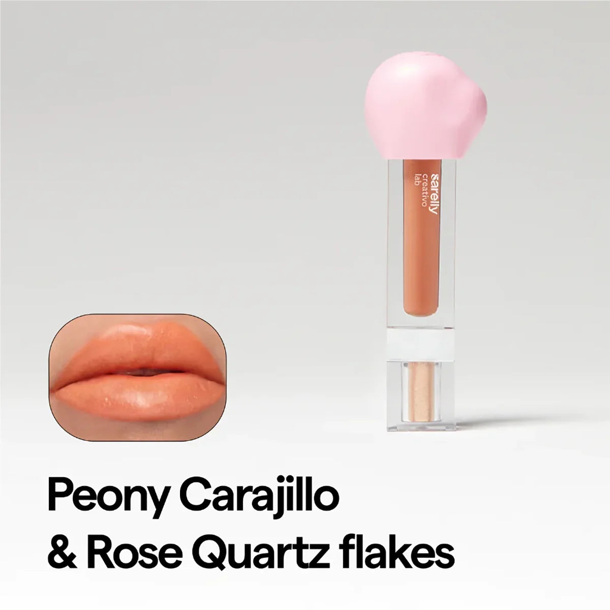 Gloss + Shimmer Peony Carajillo And Rose Quartz Flakes 1