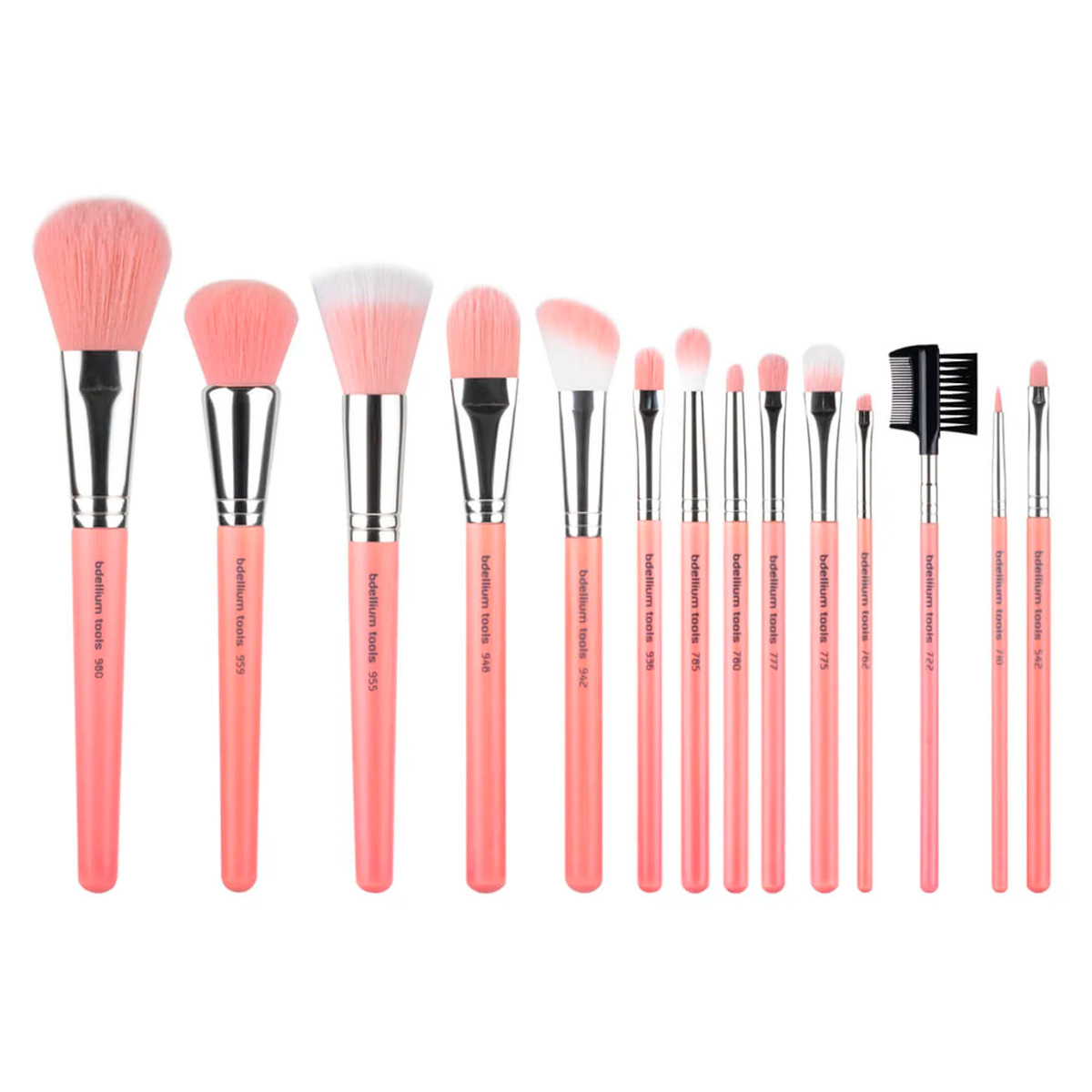 Pink Bambu Complete 14pc. Brush Set with Roll-up Pouch 1