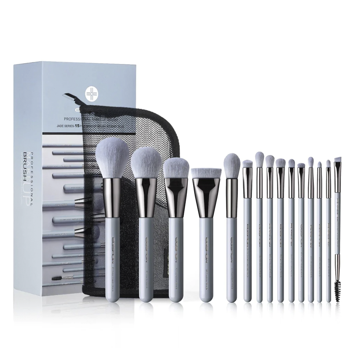 Jade Series Baby Blue Makeup Brush Kit 15 Pieces 4
