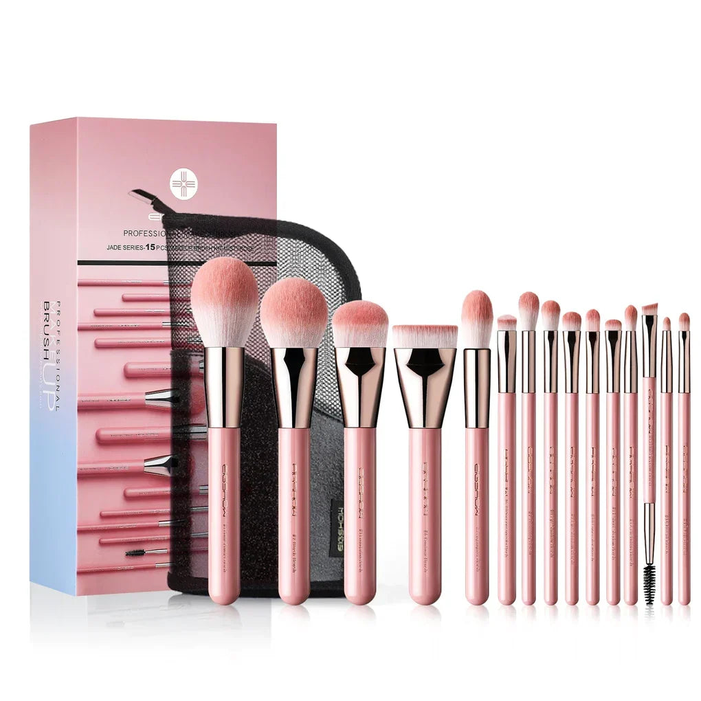 Jade Series Mistyrose Makeup Brush Kit 15 Pieces 2
