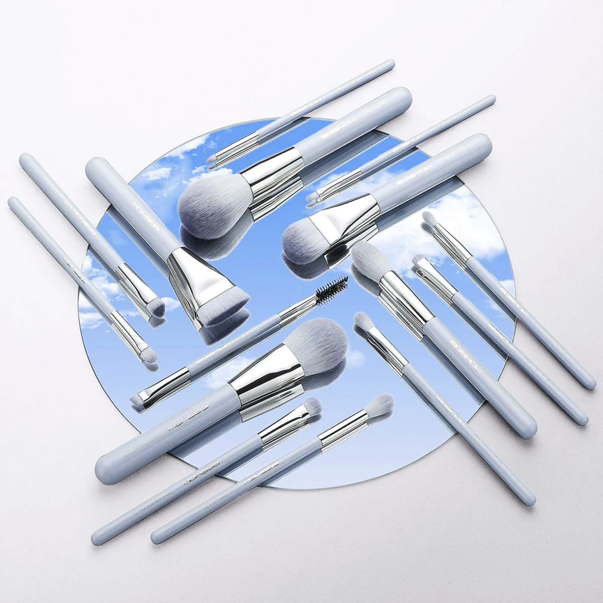 Jade Series Baby Blue Makeup Brush Kit 15 Pieces 2