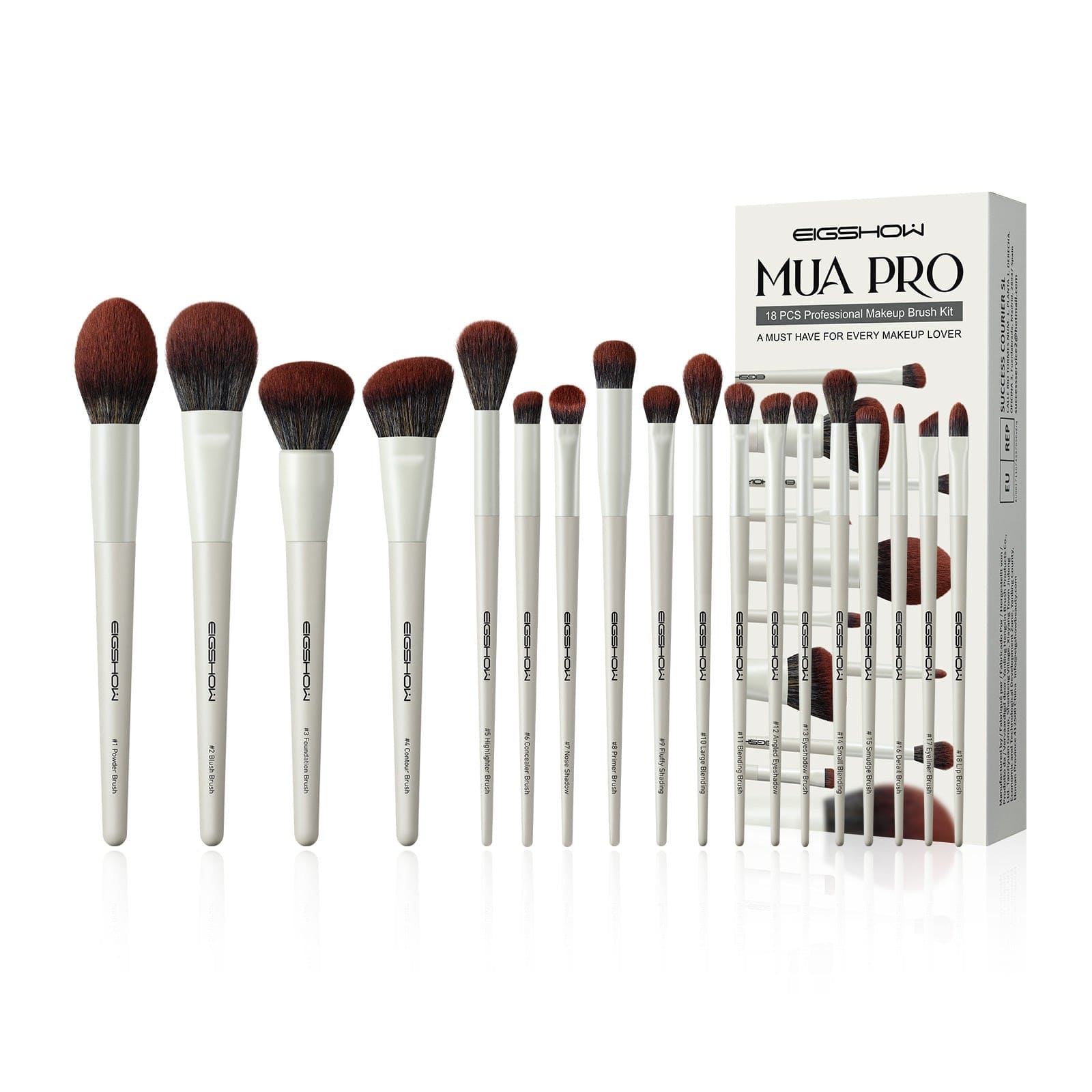 MUA Pro Series 18 PCS Makeup Brush Kit - Ivory 1