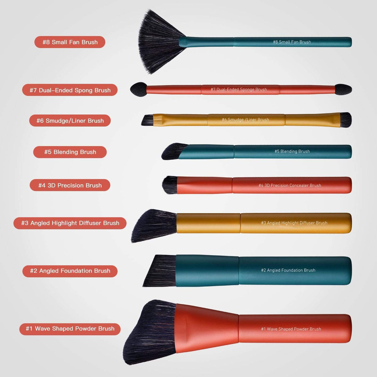 WonderGlam Series 8 pcs Professional Makeup Brushes Kit 2